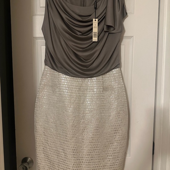 Rachel Roy Metallic Gray/Taupe Midi Dress - Picture 6 of 12